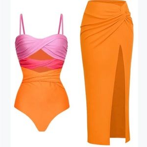 Never worn bathing suit with cover up